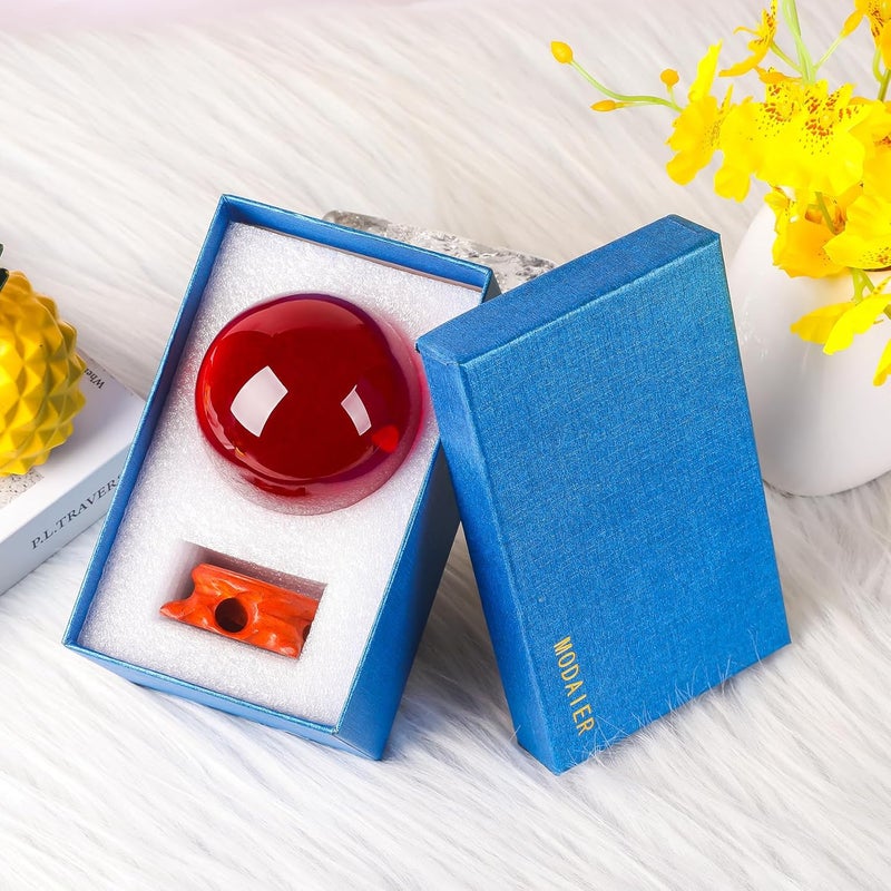 Modaier Small Red Crystal Ball 60mm/2.3 inch with Rose Wooden Stand and Gift Box for lensball Photography,Fortune Teller,Feng Shui, Witchcraft Decor,Scrying,Magic,Crystal Orb Prop Decorative Glass Sphere - Image 4